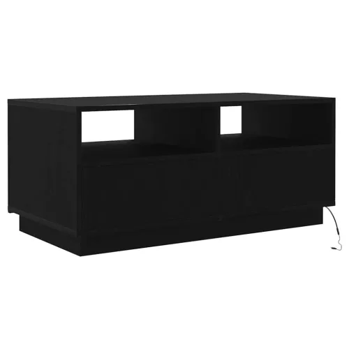  fekete tölgyszínű dohányzóasztal LED-lámpákkal 90x49x40 cm