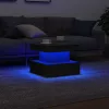  fekete tölgyszínű dohányzóasztal LED-lámpákkal 50 x 50 x 40 cm