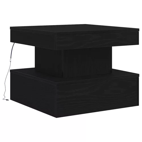  fekete tölgyszínű dohányzóasztal LED-lámpákkal 50 x 50 x 40 cm