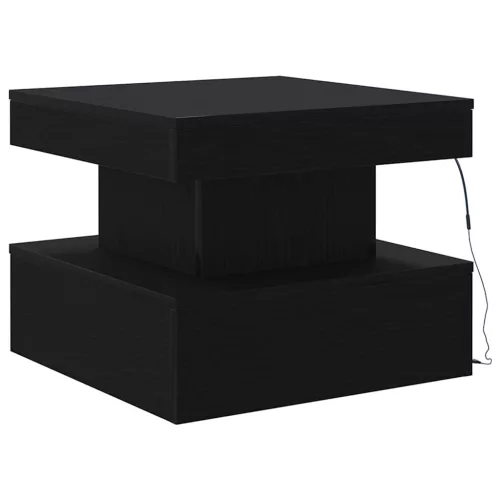  fekete tölgyszínű dohányzóasztal LED-lámpákkal 50 x 50 x 40 cm