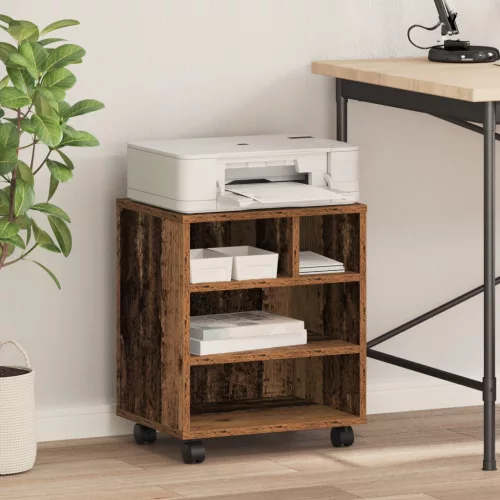  Nyomtató állvány kerekekkel Régi fa 41x32x48 cm