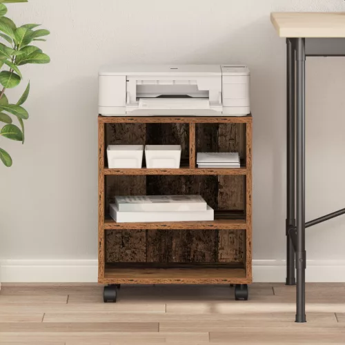  Nyomtató állvány kerekekkel Régi fa 41x32x48 cm