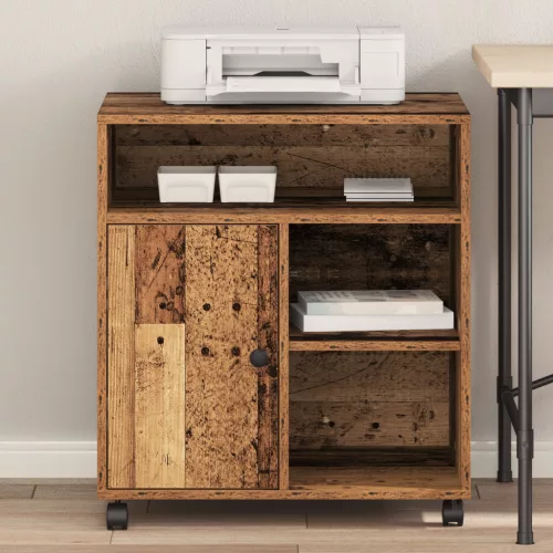  Nyomtatóállvány Kerekekkel Régi Fa 60x50x67 cm