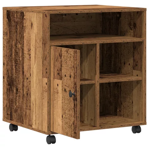  Nyomtatóállvány Kerekekkel Régi Fa 60x50x67 cm