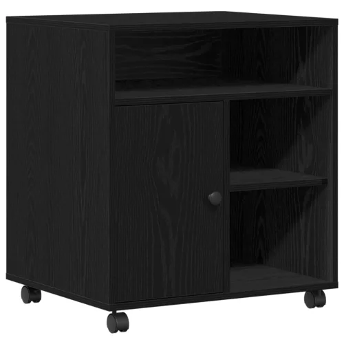  Nyomtatóállvány Kerekekkel Fekete Tölgy 60x50x67 cm