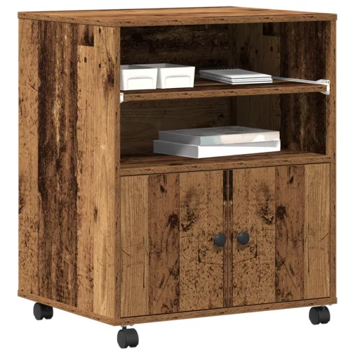  Nyomtatóállvány Kerekekkel Régi Fa 60x48x74 cm