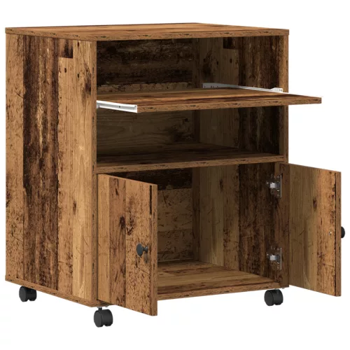  Nyomtatóállvány Kerekekkel Régi Fa 60x48x74 cm