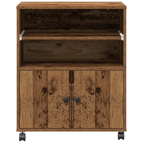  Nyomtatóállvány Kerekekkel Régi Fa 60x48x74 cm