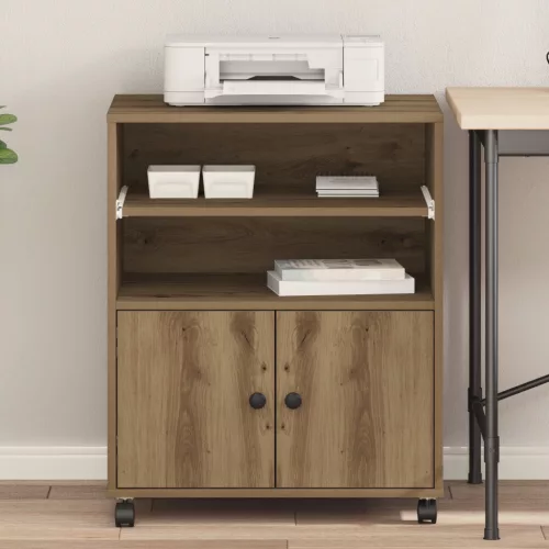  Nyomtató állvány kerekekkel, Artisan tölgy, 60x48x74 cm