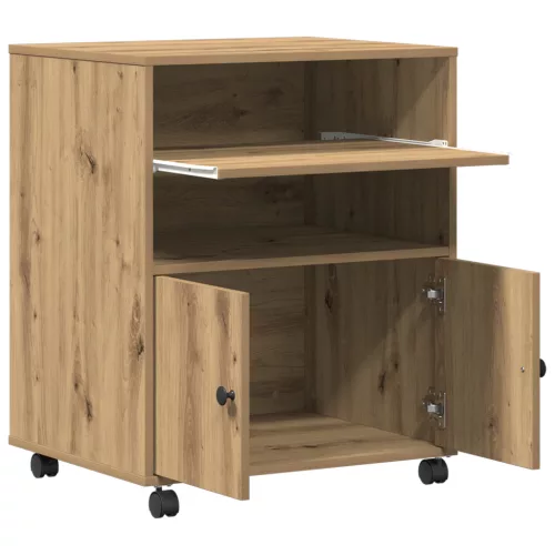  Nyomtató állvány kerekekkel, Artisan tölgy, 60x48x74 cm