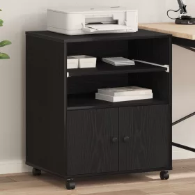  Nyomtatóállvány Kerekekkel Fekete Tölgy 60x48x74 cm