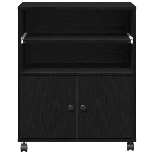  Nyomtatóállvány Kerekekkel Fekete Tölgy 60x48x74 cm