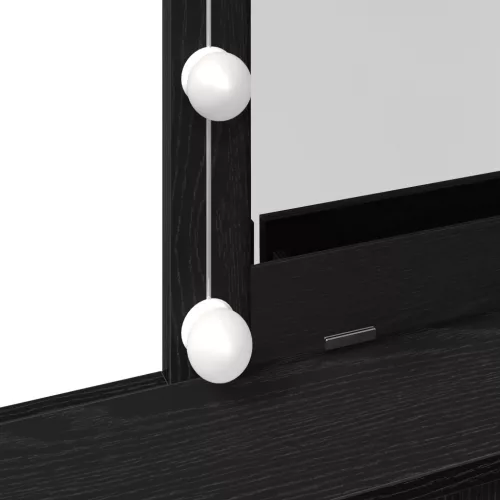  Sminktükör LED lámpákkal Fekete Tölgy Egyesített Fa