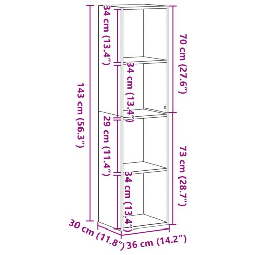  | Könyvespolc | Musta tammi 36 x 30 x 143 cm Faanyag