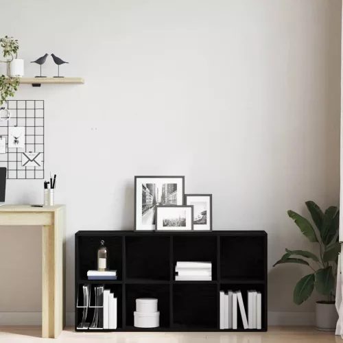  fekete tölgy szerelt fa könyvespolc 66x30x130 cm