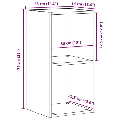  fekete tölgy szerelt fa LP tárolódoboz 71x34x36 cm
