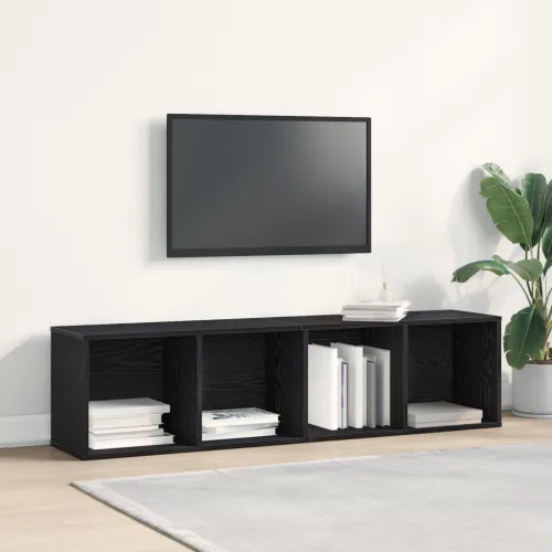  fekete tölgy szerelt fa könyvespolc 36x30x143 cm