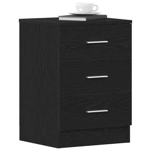  2 db fekete tölgyszínű szerelt fa éjjeliszekrény 38x35x55 cm