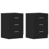  2 db fekete tölgyszínű szerelt fa éjjeliszekrény 38x35x55 cm