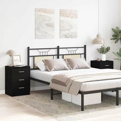  2 db fekete tölgyszínű szerelt fa éjjeliszekrény 38x35x55 cm