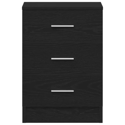  2 db fekete tölgyszínű szerelt fa éjjeliszekrény 38x35x55 cm