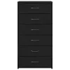  fekete tölgy színű szerelt fa komód 6 fiókkal 50 x 34 x 96 cm