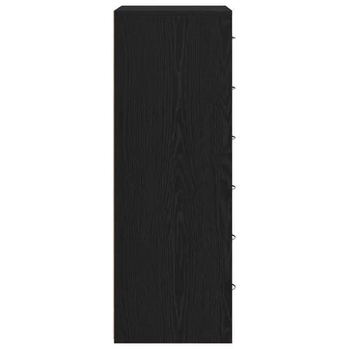  fekete tölgy színű szerelt fa komód 6 fiókkal 50 x 34 x 96 cm