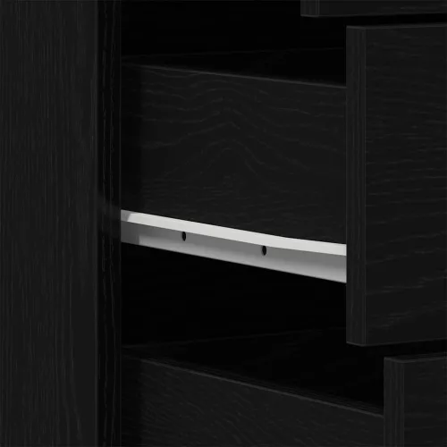  fekete tölgy színű szerelt fa komód 6 fiókkal 50 x 34 x 96 cm