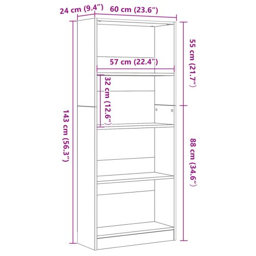  Fekete tölgy könyvespolc - 60 x 24 x 143 cm - Mérnök Fából