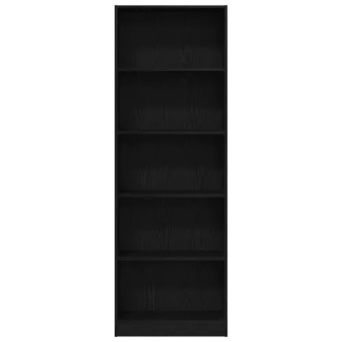  Fekete Tölgy Könyvespolc - 60 x 24 x 176 cm, Műanyag Fából
