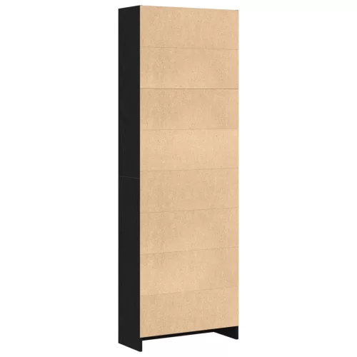  Fekete Tölgy Könyvespolc - 60 x 24 x 176 cm, Műanyag Fából