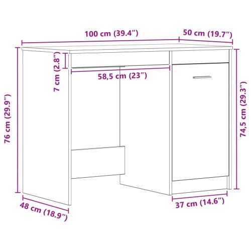  Asztal Fekete Tölgy 100x50x76 cm Szerelt fa
