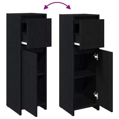  Fürdőszekrény fiókkal Fekete tölgy 30 x 30 x 95 cm Faanyag