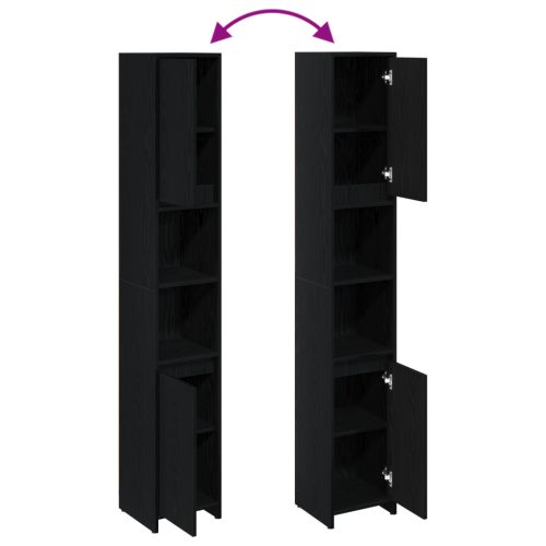  Fürdőszobaszekrény Fekete Tölgy 30x30x183,5 cm Műgyanta