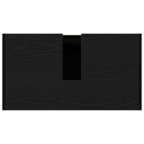  Fekete Tölgy Fürdőszobai Szekrény Tükrössel 60x33x61 cm Mérnöki Fából