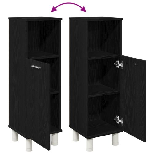  Fekete Tölgy Fürdőszobai Szekrény 30x30x95 cm Műgyanta