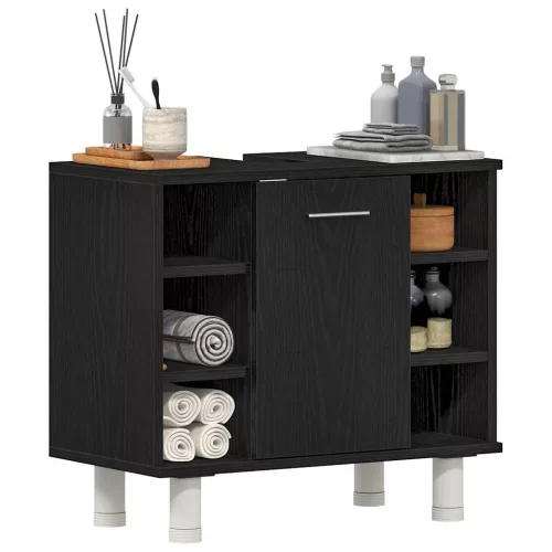  Fürdőszoba Székény ajtóval Fekete tölgy 60 x 32 x 54 cm Faanyag