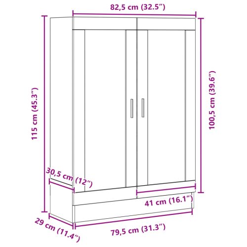  Könyvespolc Fekete Tölgy 82,5x30,5x115 cm Mérnöki Fa