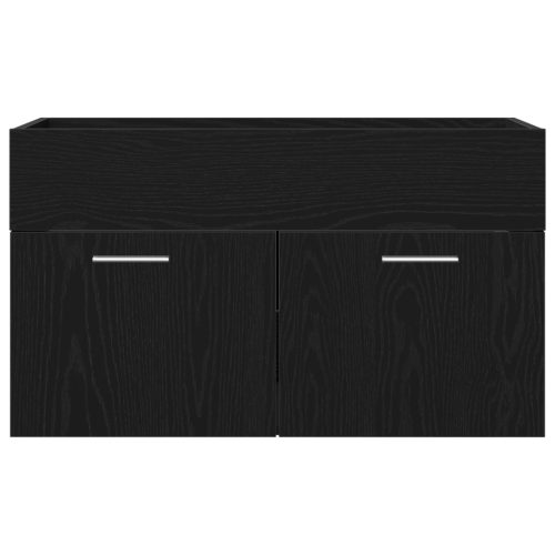  Fürdőszobai Mosdókagyló Szekrény Fekete Tölgy 90x38,5x46 cm Műanyag