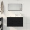  fekete tölgy színű szerelt fa mosdószekrény 80 x 38,5 x 45 cm