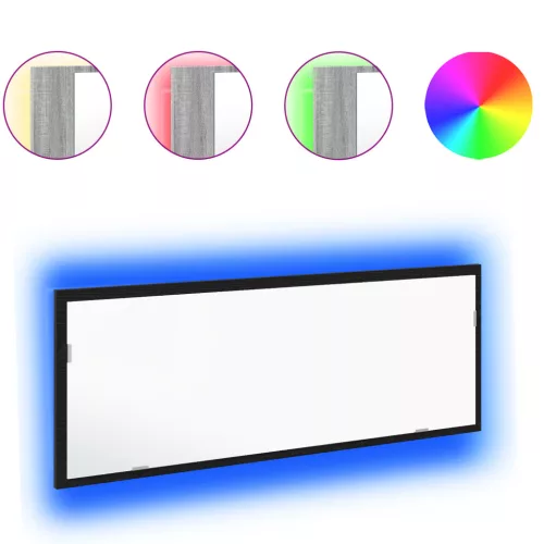  LED tükör fürdőszobához fekete tölgyből, 100x8,5x37 cm mérnöki fa