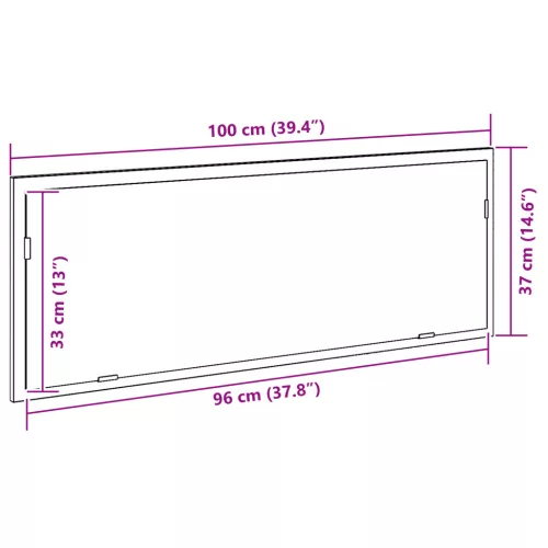  LED tükör fürdőszobához fekete tölgyből, 100x8,5x37 cm mérnöki fa