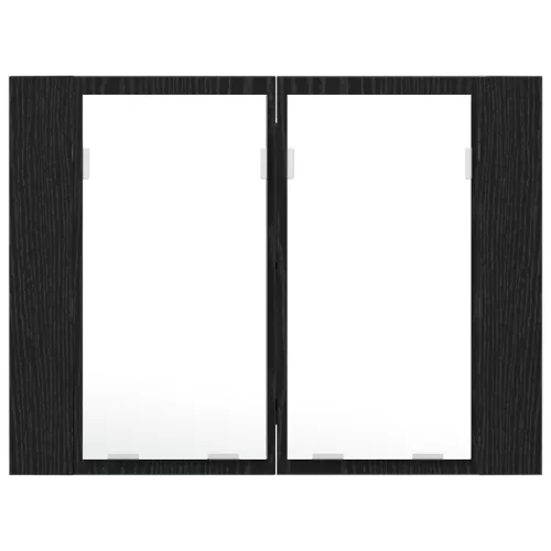  LED fürdőszobai tükörszekrény fekete tölgyből, 60x12x45 cm, mérnöki fa