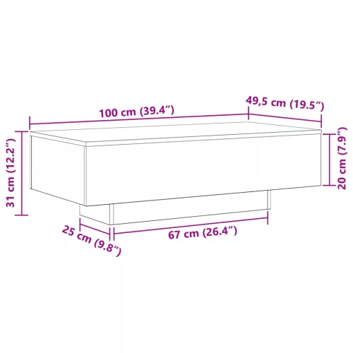 Kávézóasztal Fekete Tölgy 100x30x36,5 cm Mérnöki Fa