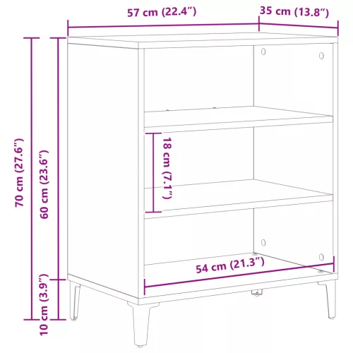  Fekete tölgy komód 57x35x70 cm Műgyanta