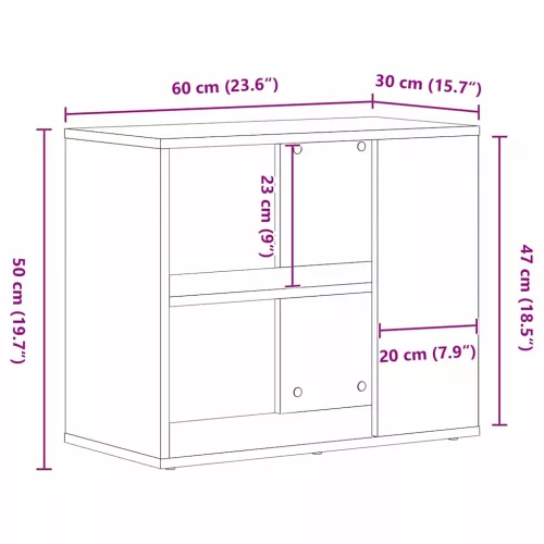  Széf fiókkal Fekete tölgy 60 x 30 x 50 cm Faanyag