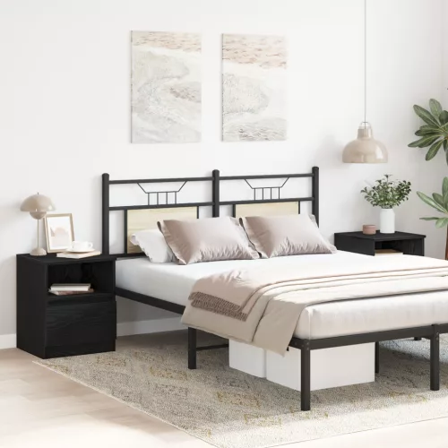  Éjjeli szekrény 2 db Fekete tölgy 40x40x50 cm Mérnöki fa