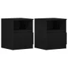  Éjjeli szekrény 2 db Fekete tölgy 40x40x50 cm Mérnöki fa
