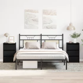  Éjjeli szekrény 2 db Fekete Tölgy 40x35x62,5 cm Műanyag