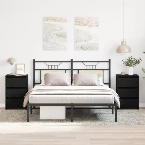  Éjjeli szekrény 2 db Fekete Tölgy 40x35x62,5 cm Műanyag